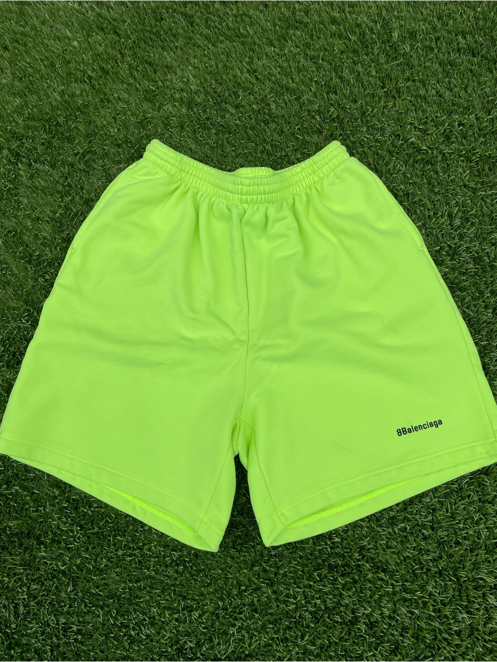 Balenciaga Men’s Neon Lime Athletic Shorts